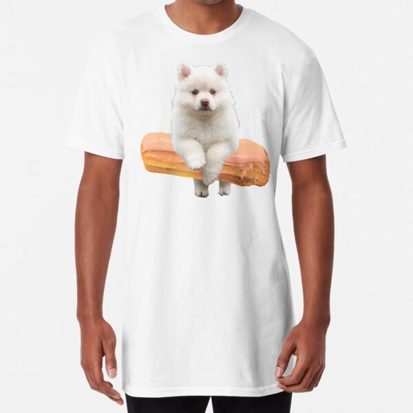 Cute Alaskan Malamute Dog jumping an éclair by Alice Monber Long T-Shirt