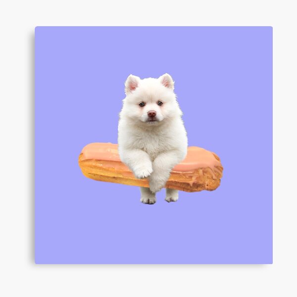 Cute Alaskan Malamute Dog jumping an éclair by Alice Monber Canvas Print