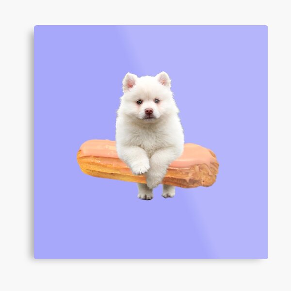 Cute Alaskan Malamute Dog jumping an éclair by Alice Monber Metal Print