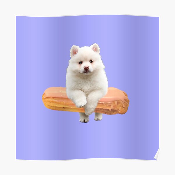 Cute Alaskan Malamute Dog jumping an éclair by Alice Monber Poster