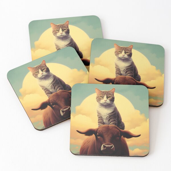 Item preview, Feline Meets Bovine: Whimsical Cats and Gentle Cows designed and sold by KittyStampedeCo.