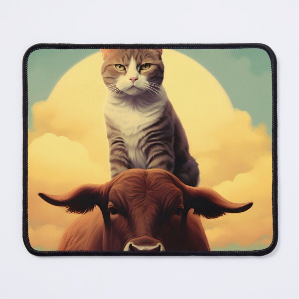 Item preview, Feline Meets Bovine: Whimsical Cats and Gentle Cows designed and sold by KittyStampedeCo.