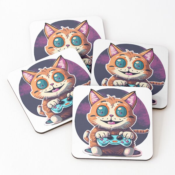 Item preview, Pawsome Player Cool Gamer Kitty in Action! designed and sold by Philosoma23.