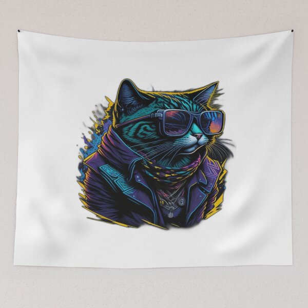 Item preview, Stylish Neon Cat: The Hypnotic Gaze of Feline Fashion designed and sold by CultureX.
