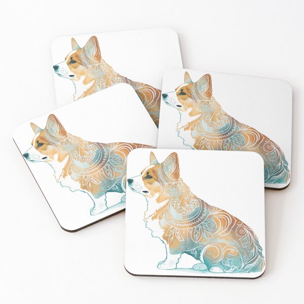 Item preview, A Corgi Overlaid with Bohemian Pattern in Watercolor - Boho Animals designed and sold by GVRDesign.