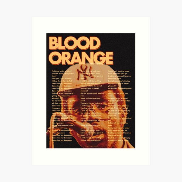 Aperçu de l'œuvre Orange sanguine (Dev Hynes) Typographie de la côte de Champagne Poster créée et vendue par morganjeastwood.