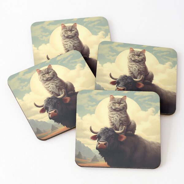 Item preview, Feline Meets Bovine: Whimsical Cats and Gentle Cows designed and sold by KittyStampedeCo.