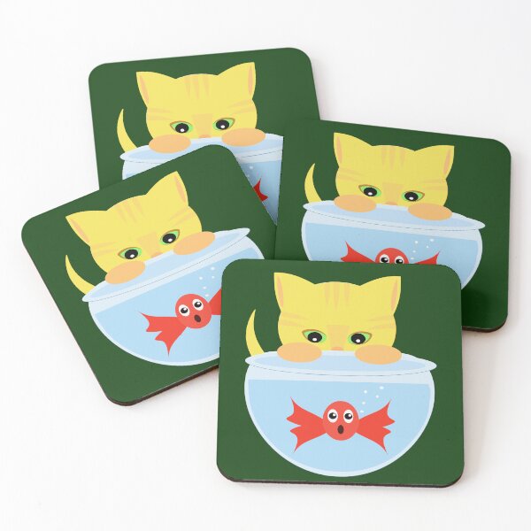 Item preview, Yellow kitten and fishbowl designed and sold by Laura Greco.