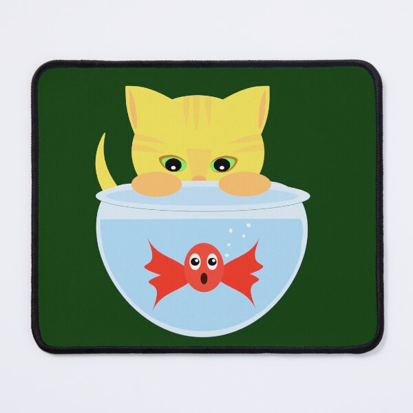 Item preview, Yellow kitten and fishbowl designed and sold by Laura Greco.