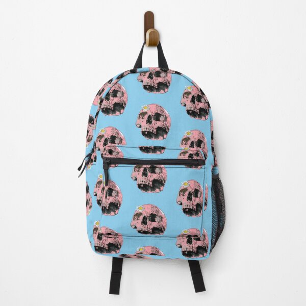Item preview, Pink skull with daisy (side view) designed and sold by Whimsy Trail Co.