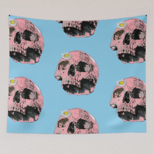 Item preview, Pink skull with daisy (side view) designed and sold by m-yoga-store.