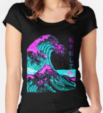 Camiseta entallada de cuello ancho Estética: la gran ola frente a Kanagawa - Hokusai