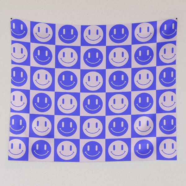 Item preview, Retro Blue Smiley Faces designed and sold by So70s.