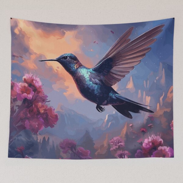 Item preview, A Blue Hummingbird With Flowers designed and sold by MaryLucyArts.