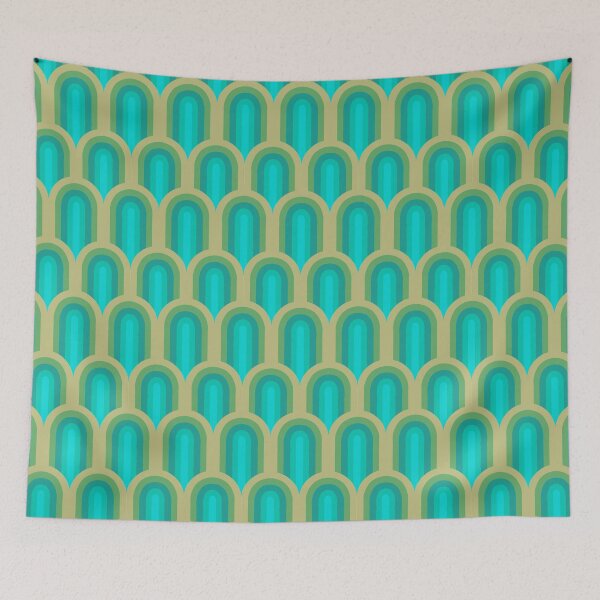 Item preview, Repeating Retro 70s Green Rainbow designed and sold by So70s.