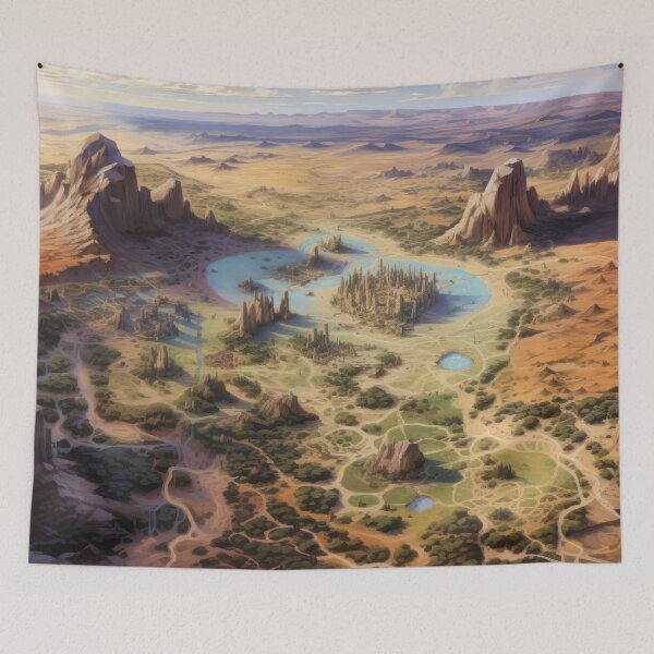 Item preview, A unique desert landscape: detailed map with hidden oasis designed and sold by Belltwon.