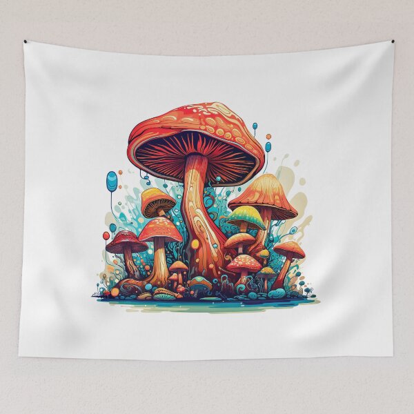 Item preview, Mushrooms Art - DMT Art - Fantasy Shroom Illustration - Trippy designed and sold by AlanPhotoArt.
