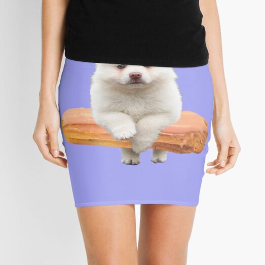 Cute Alaskan Malamute Dog jumping an éclair by Alice Monber Mini Skirt