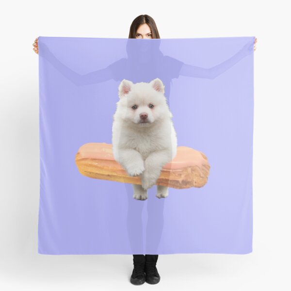 Cute Alaskan Malamute Dog jumping an éclair by Alice Monber Scarf