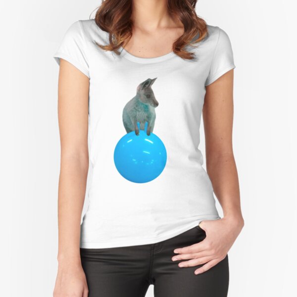 Cute kangaroo with a bouncy jumping hopping ball by Alice Monber Fitted Scoop T-Shirt