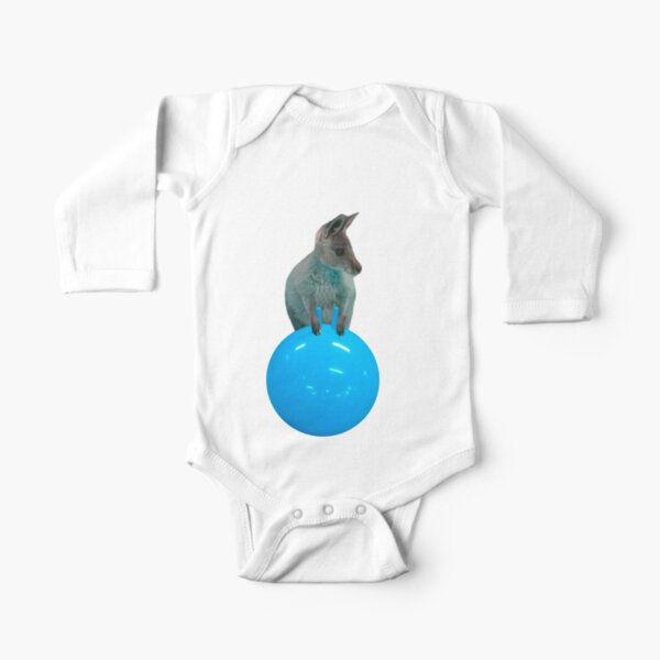 Cute kangaroo with a bouncy jumping hopping ball by Alice Monber Long Sleeve Baby One-Piece