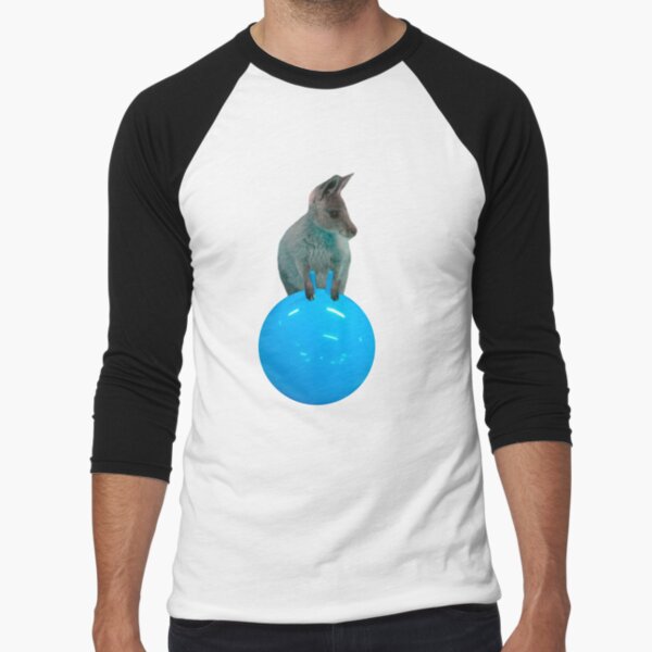 Cute kangaroo with a bouncy jumping hopping ball by Alice Monber Baseball ¾ Sleeve T-Shirt