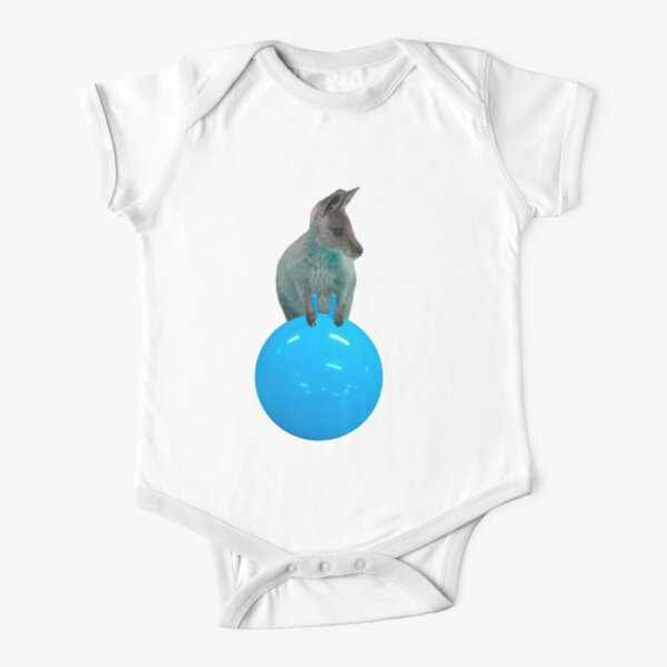 Cute kangaroo with a bouncy jumping hopping ball by Alice Monber Short Sleeve Baby One-Piece
