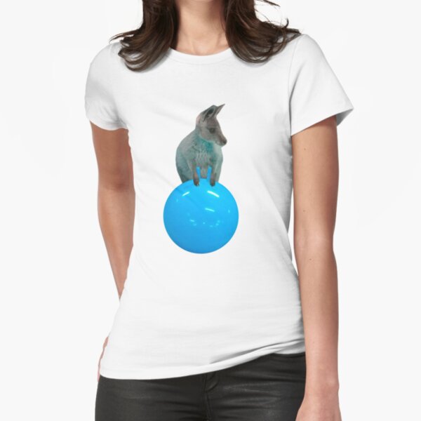 Cute kangaroo with a bouncy jumping hopping ball by Alice Monber Fitted T-Shirt