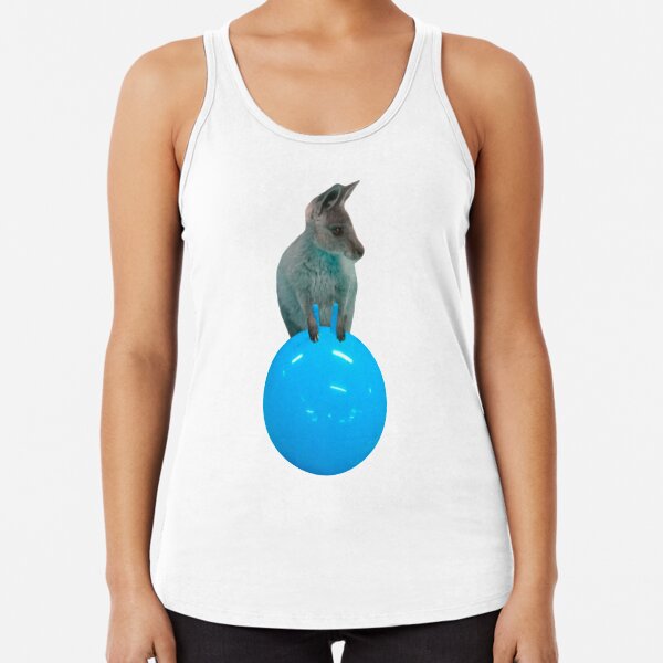 Cute kangaroo with a bouncy jumping hopping ball by Alice Monber Racerback Tank Top