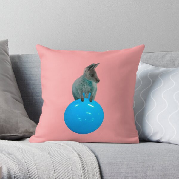 Cute kangaroo with a bouncy jumping hopping ball by Alice Monber Throw Pillow