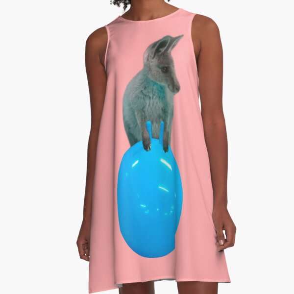 Cute kangaroo with a bouncy jumping hopping ball by Alice Monber A-Line Dress