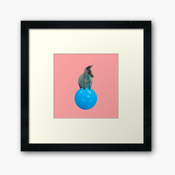 Cute kangaroo with a bouncy jumping hopping ball by Alice Monber Framed Art Print