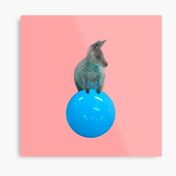 Cute kangaroo with a bouncy jumping hopping ball by Alice Monber Metal Print
