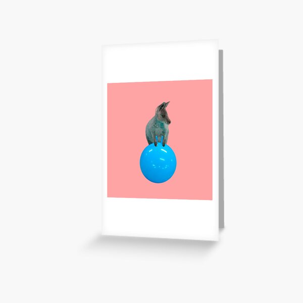 Cute kangaroo with a bouncy jumping hopping ball by Alice Monber Greeting Card