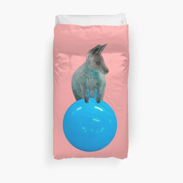 Cute kangaroo with a bouncy jumping hopping ball by Alice Monber Duvet Cover