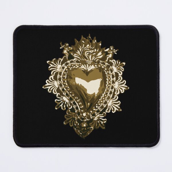 Item preview, Golden sacred heart mexican handmade shinny tin ornament traditional metalwork designed and sold by T-Mex.