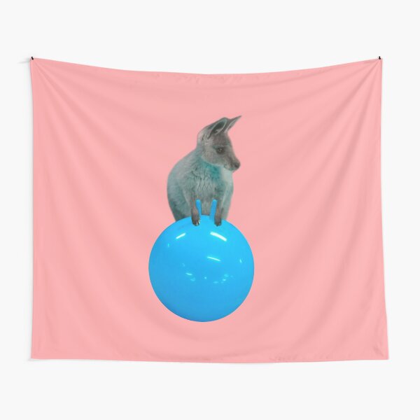Cute kangaroo with a bouncy jumping hopping ball by Alice Monber Tapestry