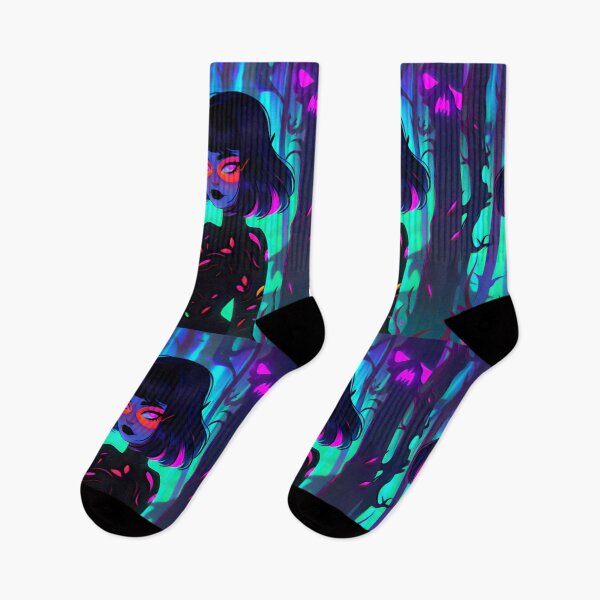 Item preview, Neon Spooky Forest Kawaii Goth Girl designed and sold by BoudiccaLondon.