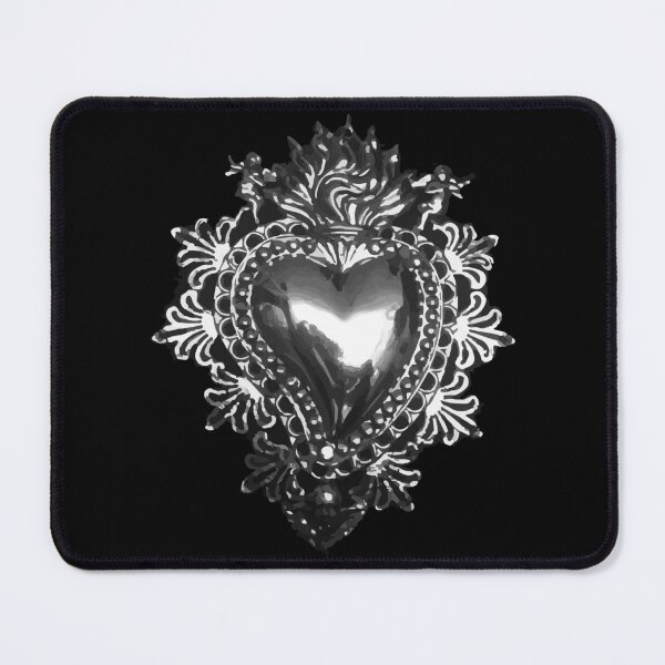 Item preview, Silver sacred heart mexican milagrito handmade tin decoration folk art maximalist metalwork designed and sold by T-Mex.