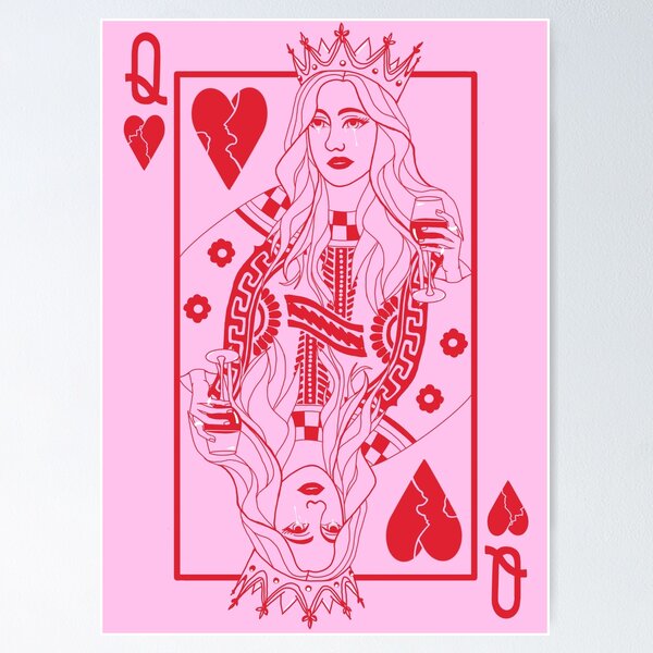 Queen of Hearts Pink Print Cowgirl, Cowgirl Poker Card, Trendy Queen of  Hearts, Preppy Wall Decor, Trendy Dorm Decor 