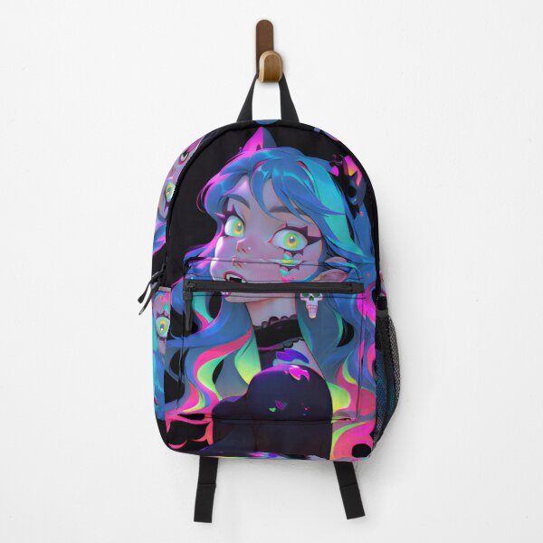 Item preview, Blue Kitty Kawaii Rainbow Goth Girl designed and sold by BoudiccaLondon.