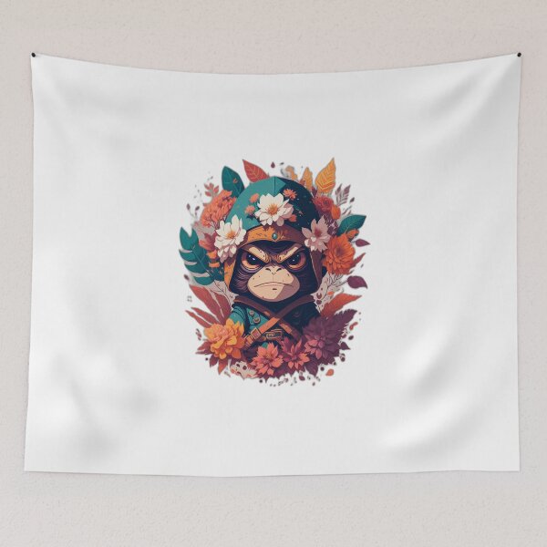 Item preview, image of a small monkey dressed as a ninja designed and sold by miguelan.