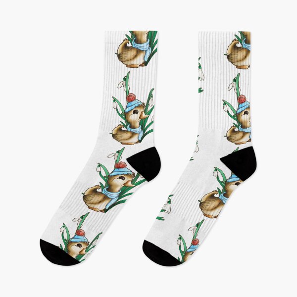 Item preview, Adorable Little Winter Duck with Snowdrop Flowers designed and sold by iduzarts.