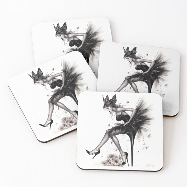 Item preview, Original Femme Fatale Stiletto Fairy in Black and White Artwork designed and sold by SelectiveArt.