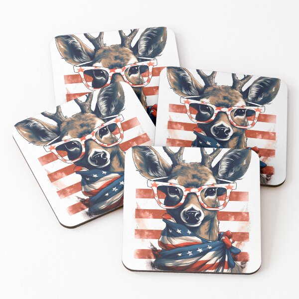 Item preview, Patriotic American Deer Illustration | July 4th Art designed and sold by InkedBeasts.