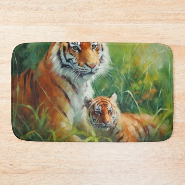 Item preview, Beautiful Oil painting of tiger mother and her cub designed and sold by SPECTRA005.