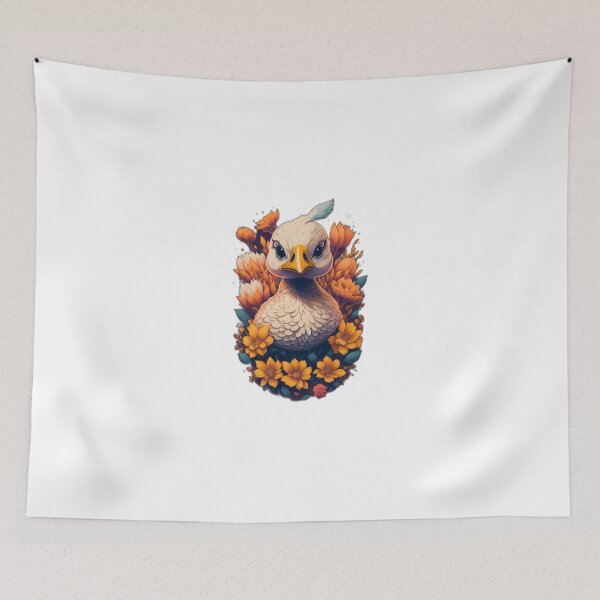 Item preview, image of baby duck surrounded by flowers designed and sold by miguelan.