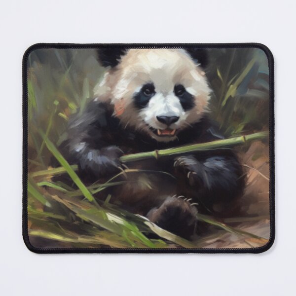 Item preview, Beautiful Oil painting of a baby panda eating bamboo designed and sold by SPECTRA005.