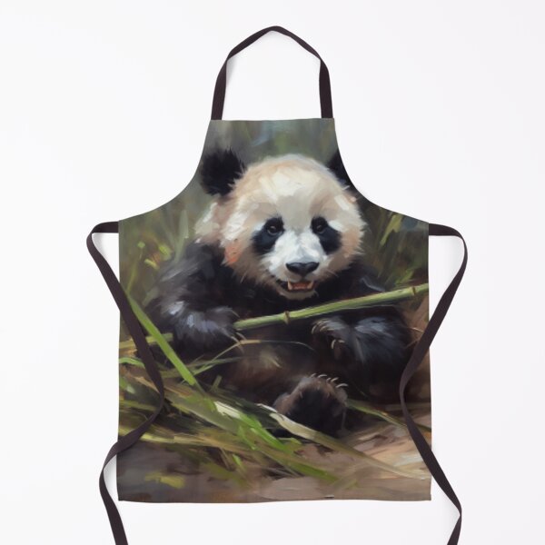 Item preview, Beautiful Oil painting of a baby panda eating bamboo designed and sold by SPECTRA005.