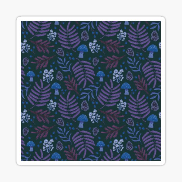 Enchanted Forest pattern- purple and blue Sticker